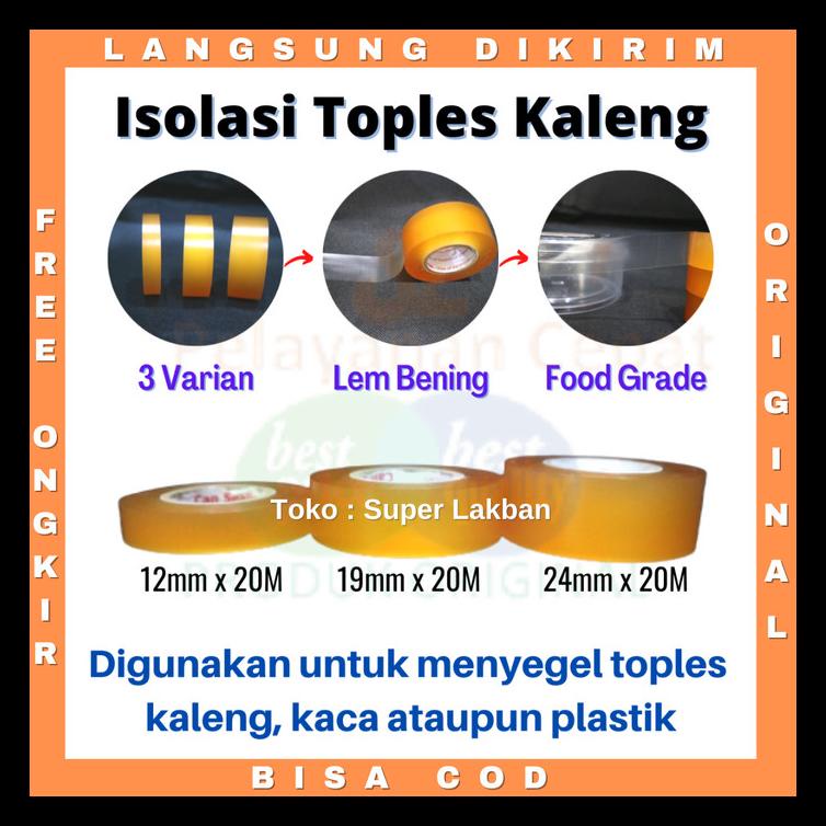 

ISOLASI KALENG - SELOTIP TOPLES KUE DAN MAKANAN FOOD GRADE 12MMX20M BERKUALITAS