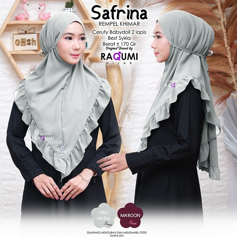 SAFRINA ORIGINAL RAQUMI HIJAB | JILBAB CERUTY | JILBAB RAMPEL RAQUMI | JILBAB DAILY RAQUMI
