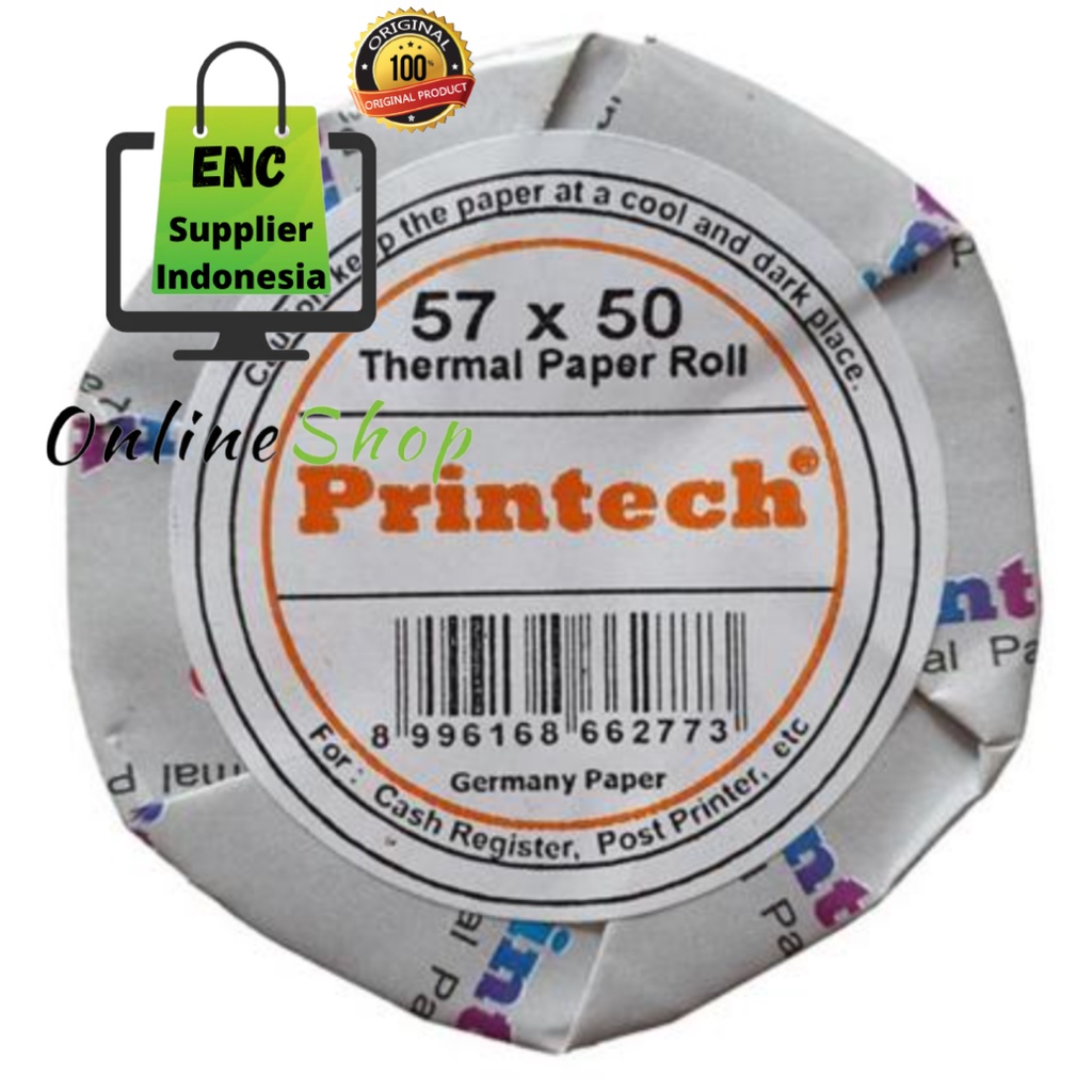 

printech 1 buah 57x50 Kertas thermal struk kasir paper roll strook termal 57 x 50 per rol - enc.sup