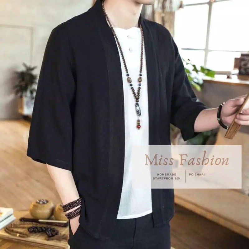 OUTER PRIA HITAM | KIMONO JEPANG | KIMONO KOREA PRIA