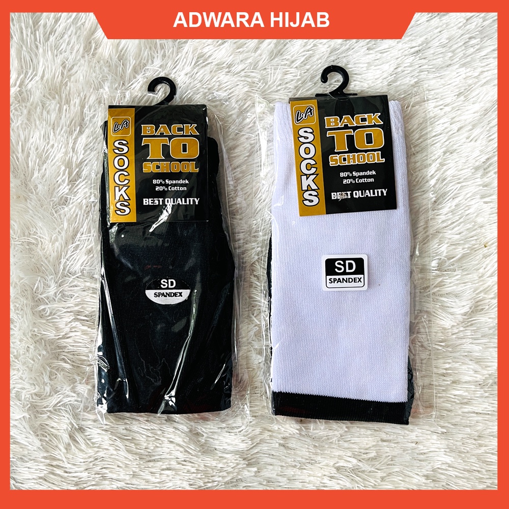 Kaos Kaki Sekolah Anak SD Warna Hitam dan Putih Telapak Hitam