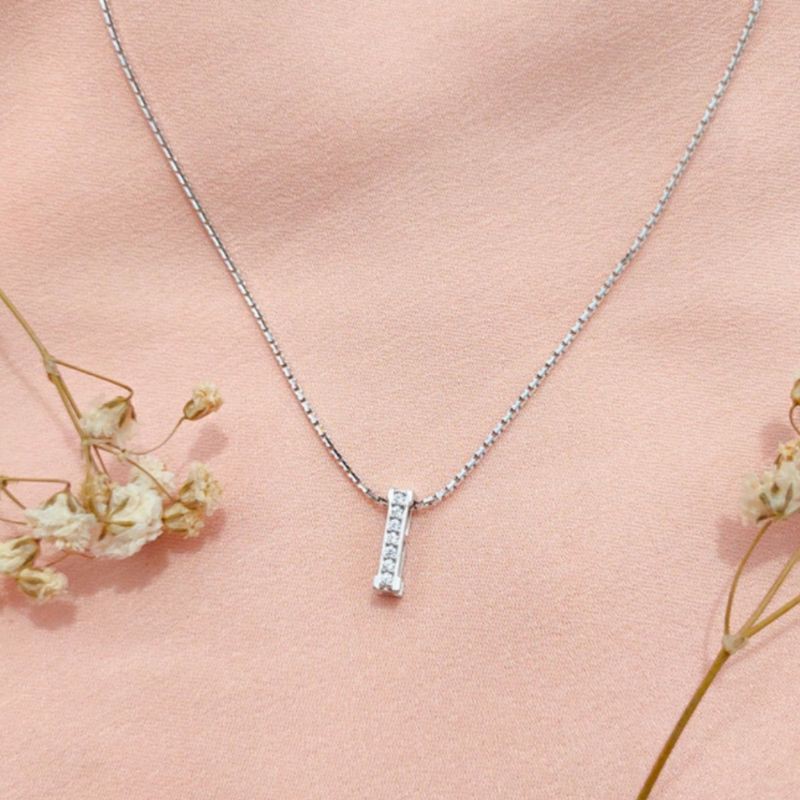 Kalung Liontin Huruf Inisial I Alfabet Kapital Jewellery Emas asli