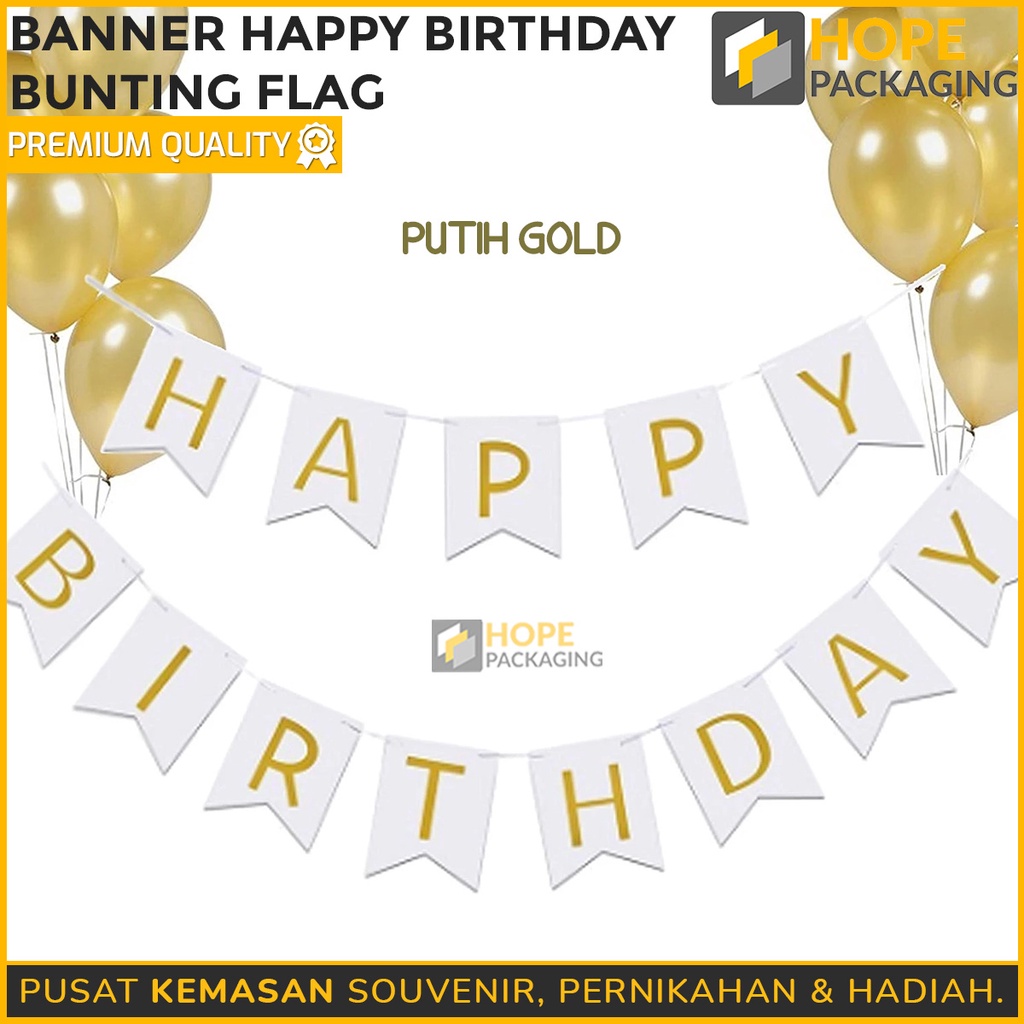 Banner Happy Birthday SEGI LIMA / Bunting Flag Ulang Tahun Tulisan Gold Pastel HIjau Biru / Cheap Banner