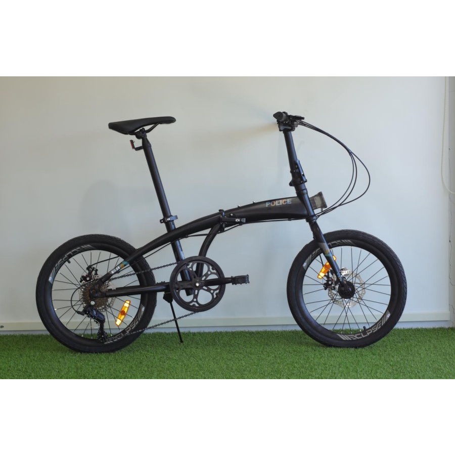 Khusus Exspedisi Sepeda Lipat Element Police Folding Bike Milan 20 Inch 8 Speed New 2021 Garansi Termurah-Black