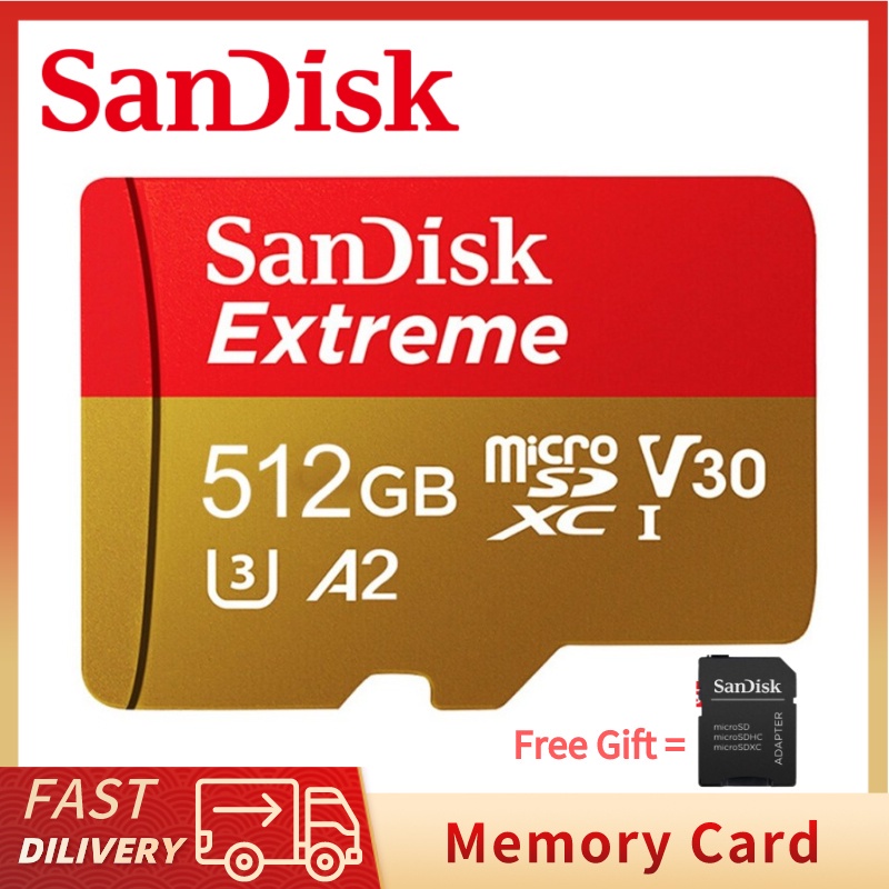 512gb sandisk kartu memori micro sd extreme class 10 80mb s 128gb 256gb 512gb