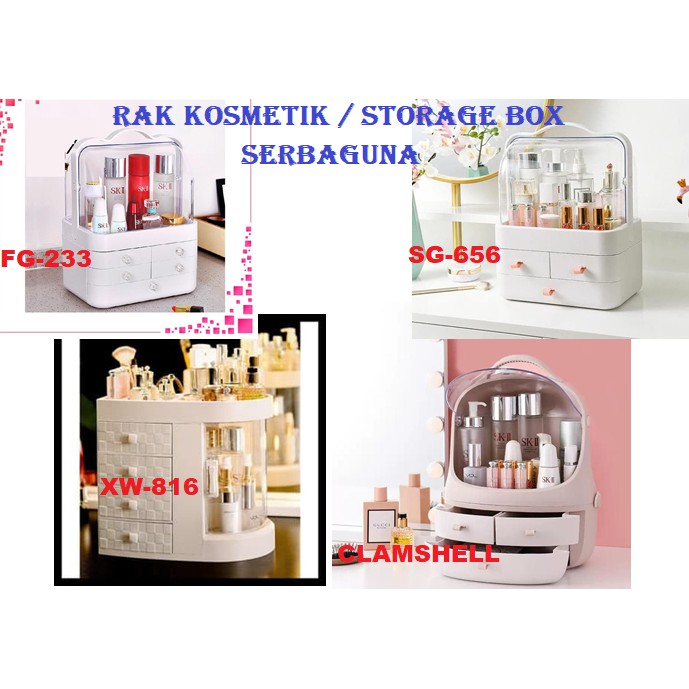 Rak Kosmetik Serbaguna Storage Box Makeup Organizer Clamshell Multifungsi