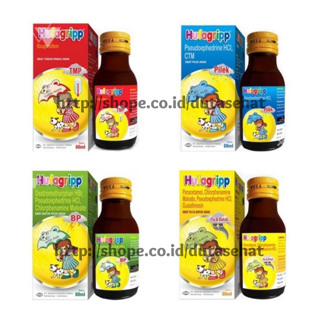 Hufagripp Tempra Syrup, Pilek Syrup Biru, Flu & Batuk Syrup Kuning, Batuk Pilek Syrup Hijau 60 Ml - 