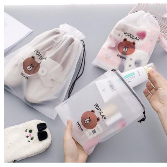 Travel Pouch Organizer Bag Tas Serut Tempat Penyimpanan Alat Make Up Mandi Waterproof Anti Air Mini