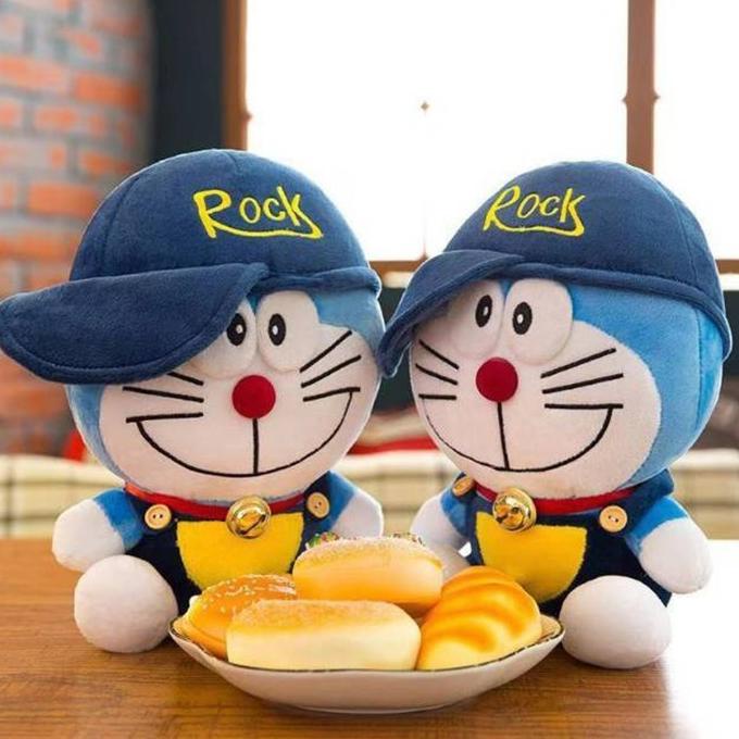 Boneka Doraemon Topi Rock Baju Kodok Jumbo Besar Lucu Murah Sni 30 Cm