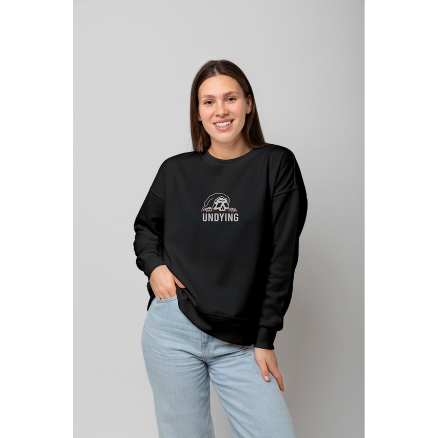 BORDIR SWEATER UNDYING CREWNECK MOTIF BORDIR ASLI SIZE M - XXL  - SWEATER TEBAL PREMIUM