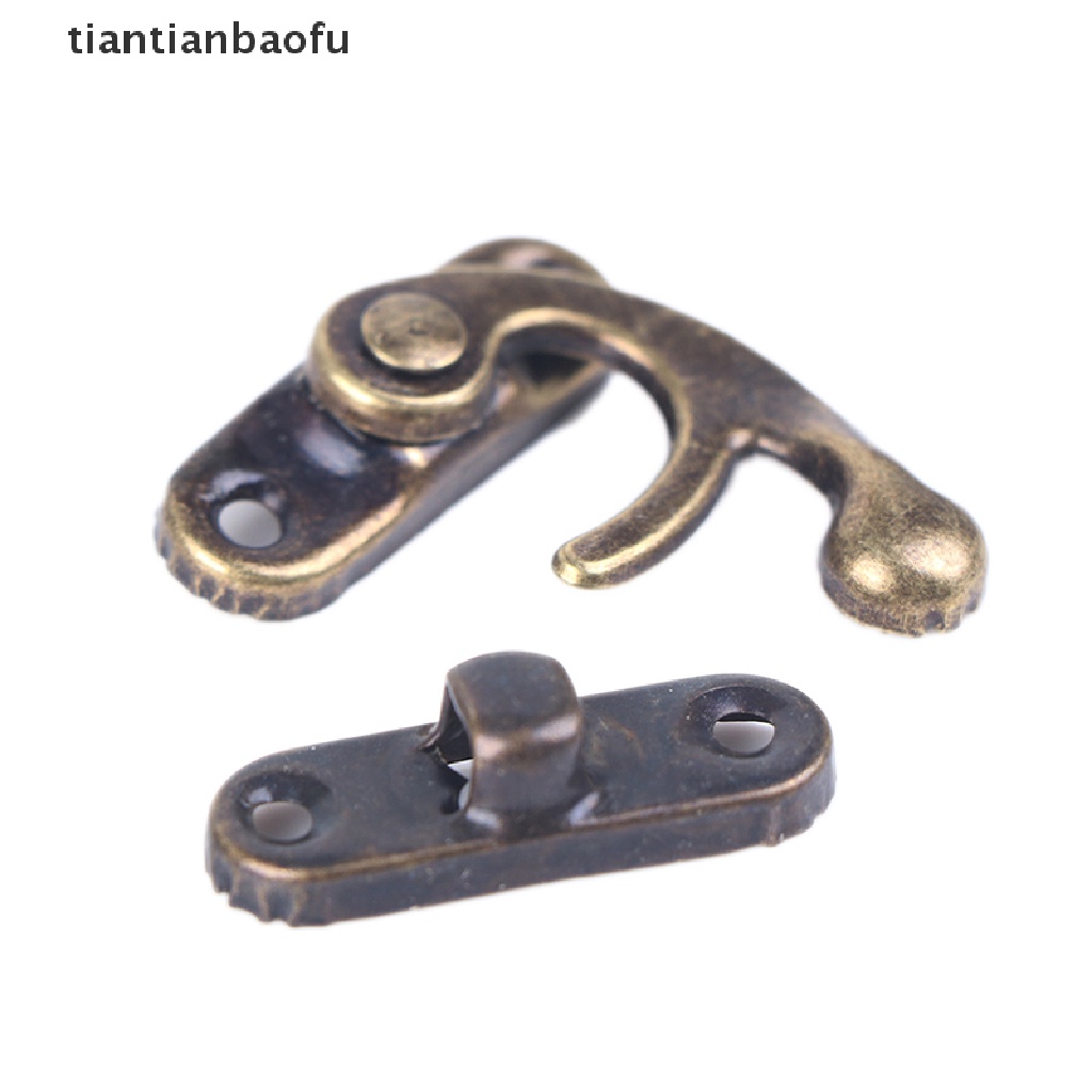 [tiantianbaofu] Small Silver Hasp Latch Chest Lock Jewellery Wine Wooden Box Craft Hook + Screws Boutique