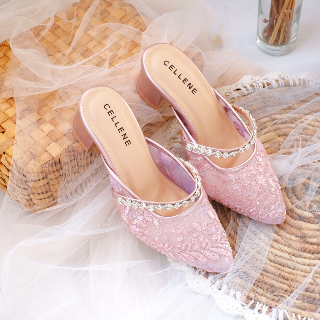 CELLENE • YOURA LACE Heels / sepatu brukat hak 5 cm wedding shoes-4