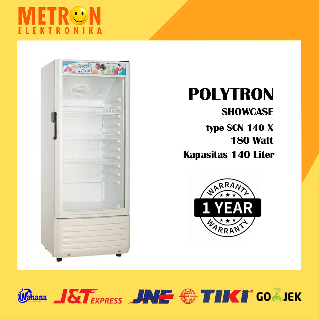 POLYTRON SCN 140 X / WHITE PUTIH / SHOWCASE LEMARI PENDINGIN 165 LT LITER LED LAMP / SCN140