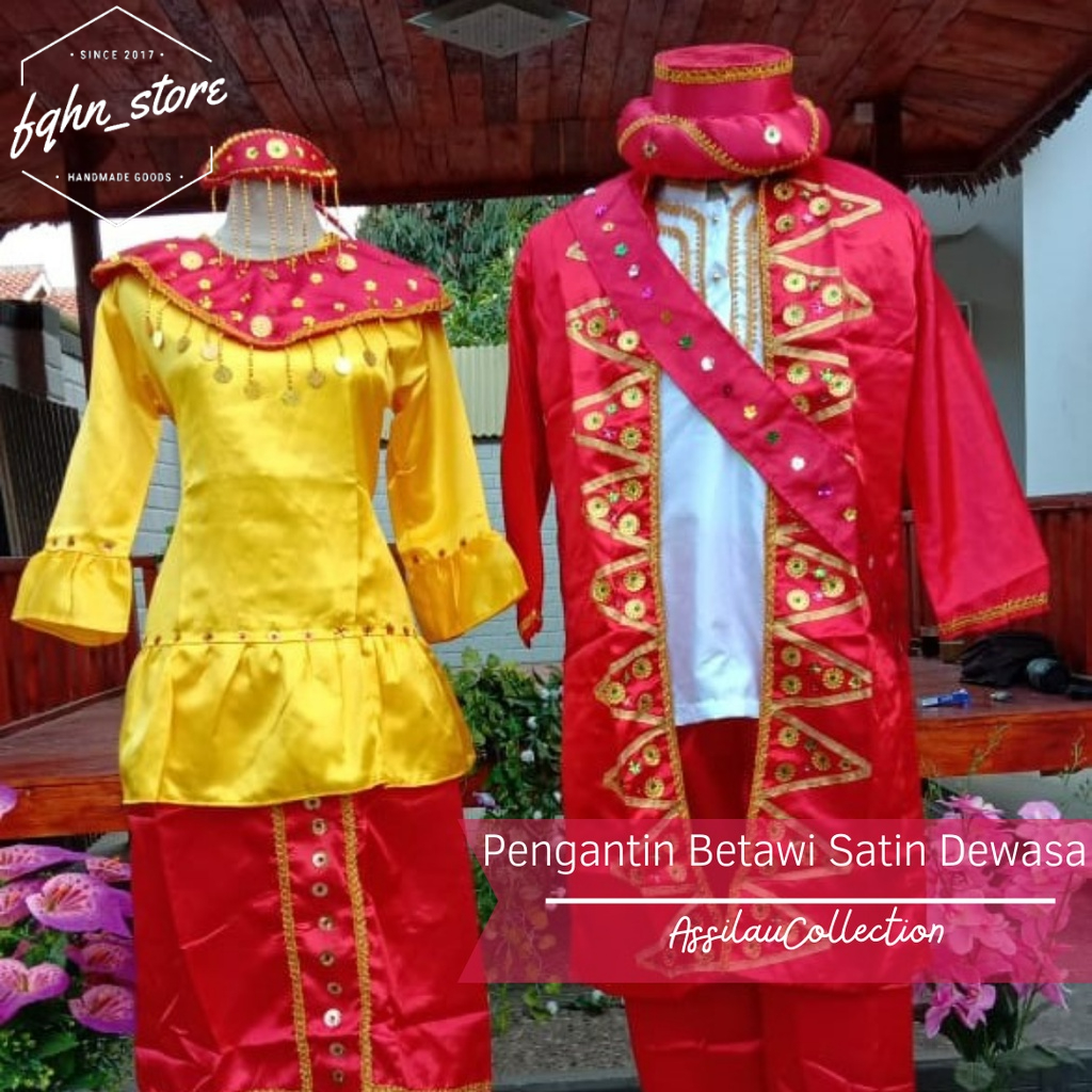 Baju Adat Dewasa Pengantin Betawi Satin Satuan (Laki/Cewek)