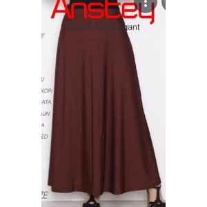 TERLARIS !!! ROK PANJANG JUMBO SPANDEK JERSEY WANITA TERMURAH /  ROK PANJANG MAX BB 80 KG BAHAN PREMIUM BISA COD-COKLAT TUA