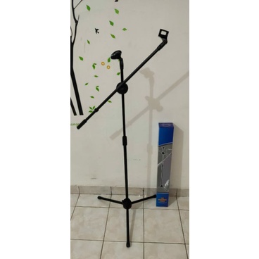 Stand Microphone + Mic Holder / Stand Mic Lantai Tripod Condenser