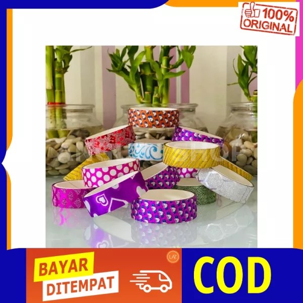

Isolasi perekat kado motif warna warni isi 6 roll