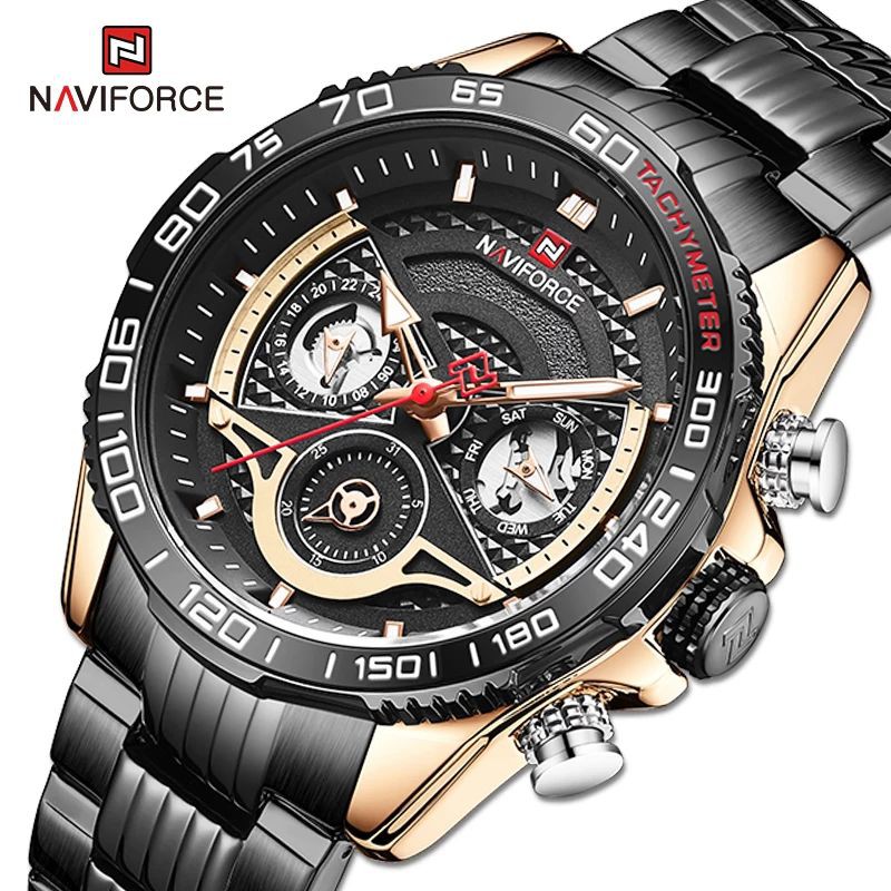 JAM TANGAN NAVIFORCE PRIA SPORT MEWAH NF-9185 RG/B