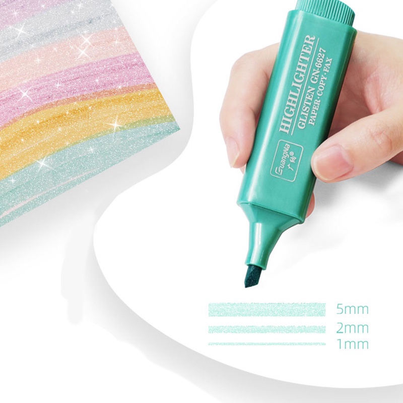 Spidol Highlighter Glitter Warna-Warni Kapasitas Besar 1 / 2 / 5mm Untuk Pelajar