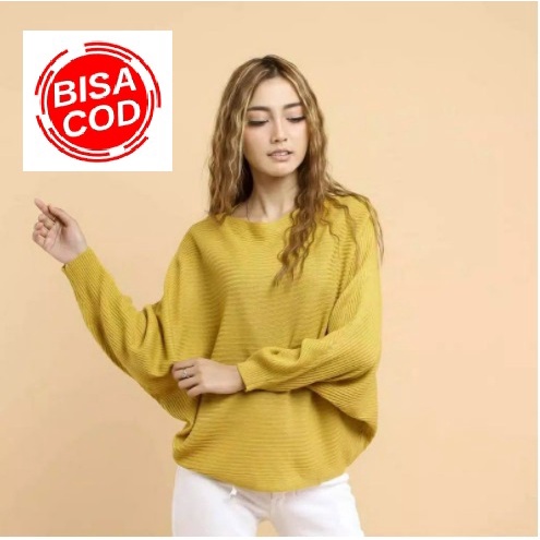 Batwing Sweater Rajut Premium LASPERAL Sweater Jumbo Atasan Blouse Premium