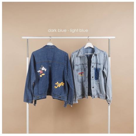 Cartoon Denim Jacket / jacket wanita gambar mickey mouse