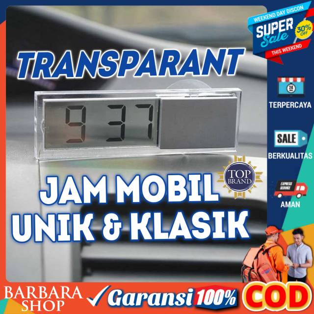 Jam Mobil Digital LCD Transparan Mini / jam mobil tempel kaca / Dekorasi Pajangan dasboar Mobil