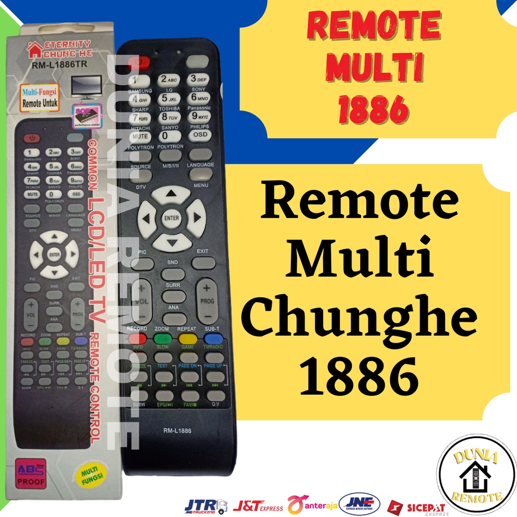 Remot Remote TV Multi 1886 Universal tanpa setting (sharp, polytron, LG, dll)