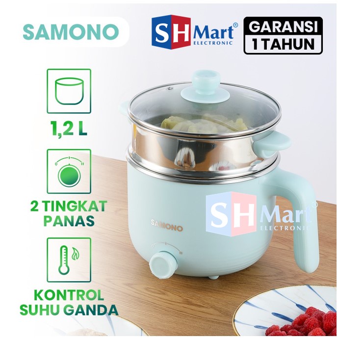 SAMONO Panci Kukusan Elektrik Cooker Stainless Steel SW-DG01 1.2 LITER