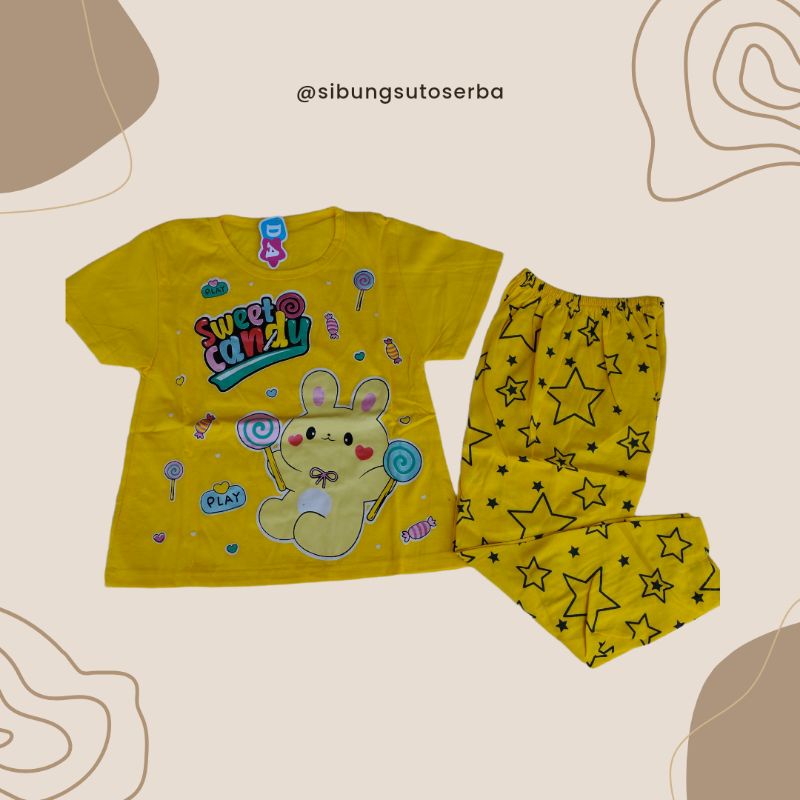 4-6 TAHUN BABYDOLL ANAK PEREMPUAN MERK DEVAUREL SIZE 10,12,14 BAJU TIDUR ANAK MURAH LENGAN PENDEK CE