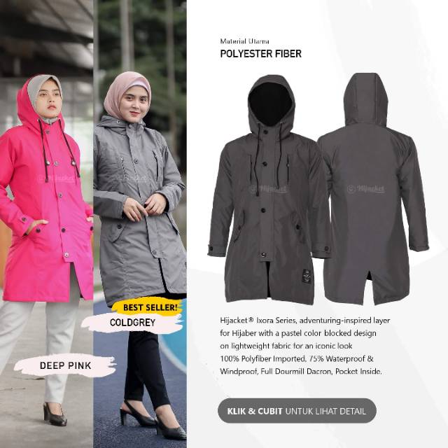 HIJACKET IXORA FASHION HIJAB MUSIM DINGIN - JAKET PREMIUM BAHAN TEBAL WATERPROOF TAHAN AIR HUJAN-7