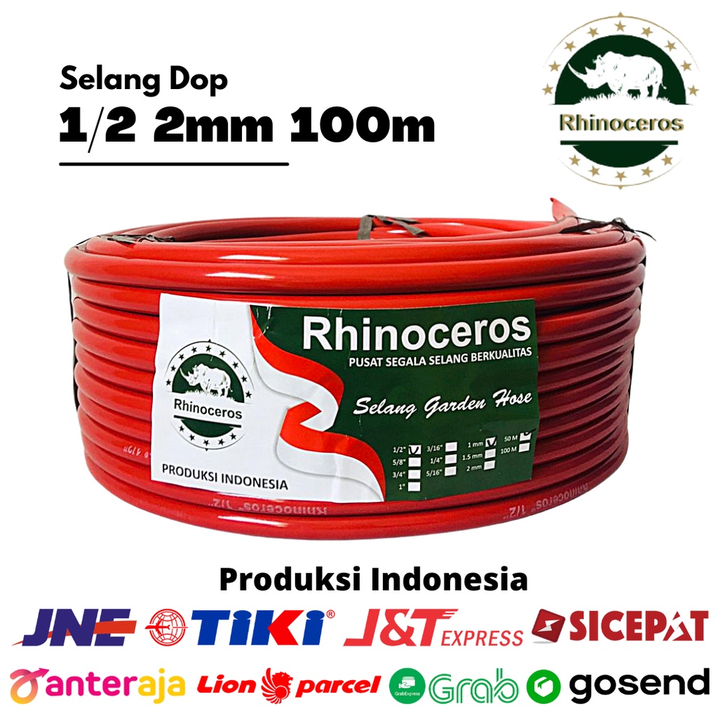 Selang Air DOP 1/2inch 2MM 100Meter Rhinoceros Selang Air Taman