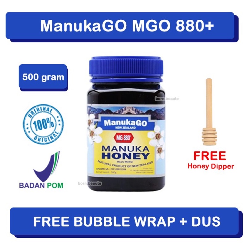 

MANUKA HONEY MGO 880+ 500gr UMF 20+ ManukaGo Madu Manuka Import New Zealand Original BPOM Halal