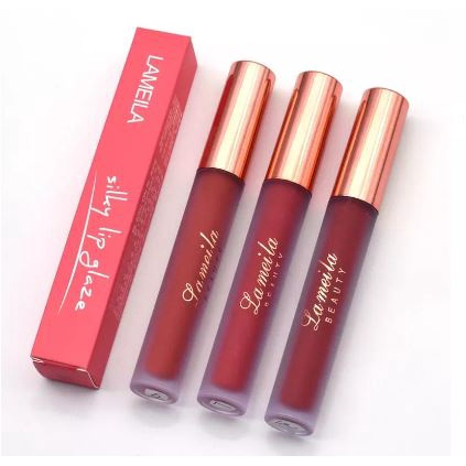 Lameila Lipstick Cair Kosmetik Lip Glaze Velvet Metal Bibir Makeup DJ 1029