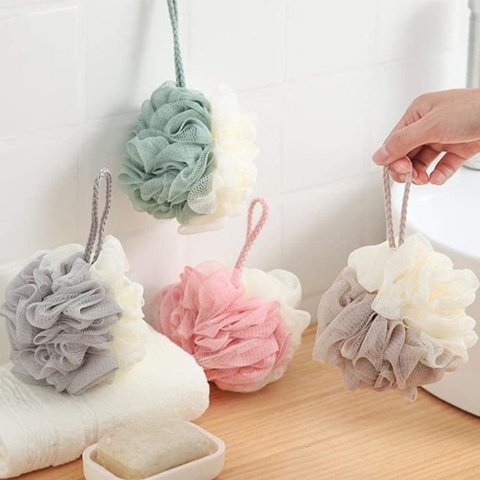 Spon Badan Mandi 2 warna Kombinasi tebal-sponge Spoon spun jaring badan body spons mekar bath ball s