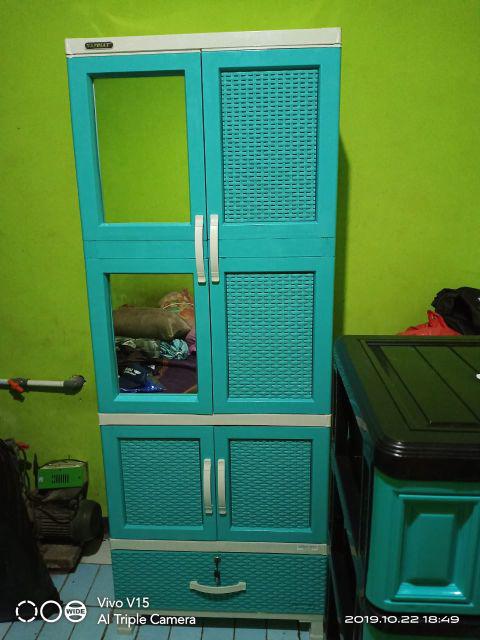 Lemari Napolly Cermin Gantungan Motif Anyam Crs-gx2 1d Hijau