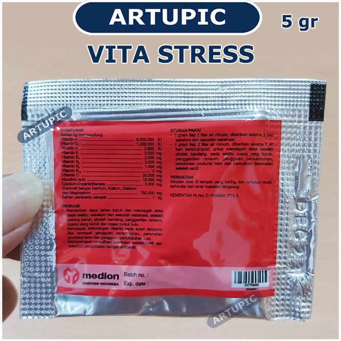 Vita Stress 5 gram Vitamin Elektrolit Multivitamin Ayam cegah vitastress burung bebek unggas