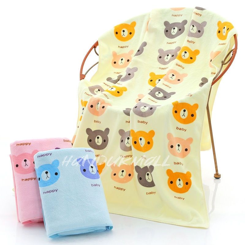 Handukmall Handuk Bayi Unisex Besar 70x140 Handuk Anak Bayi Dewasa Microfiber Lembut Daya Serap Tinggi Perlengkapan Kamar Mandi Honey Bear