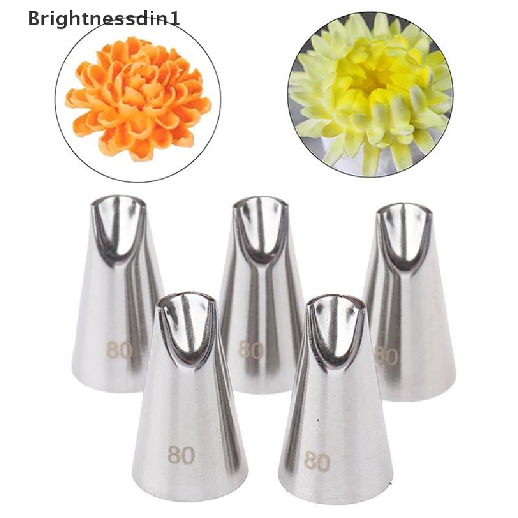 (Brightnessdin1) Lampu Flash Ring Led Untuk Fotografi #80pcs Spuit Piping Dengan Gambar Bunga Chrysanthemum Untuk Hiasan Kue / Fondant