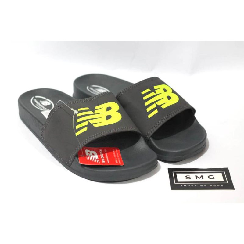 Sandal Slop NB New Balanc3 Sendal Slide Casual Pria Wanita-NB Green Stabilo