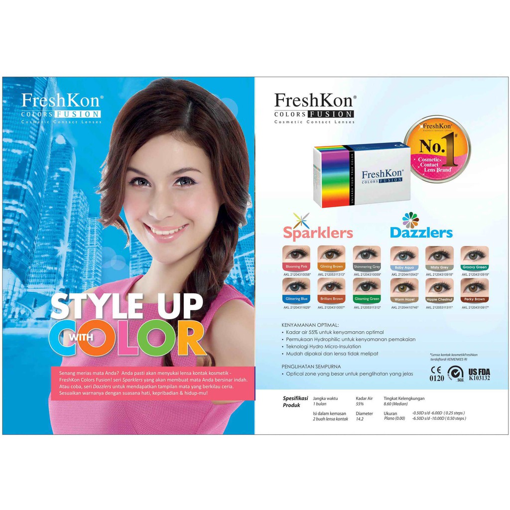 Softlens Freshkon Colors Fusion Monthly / Freshkon Bulanan ColorFusion / Soflen Warna Color Fusion Sparklers