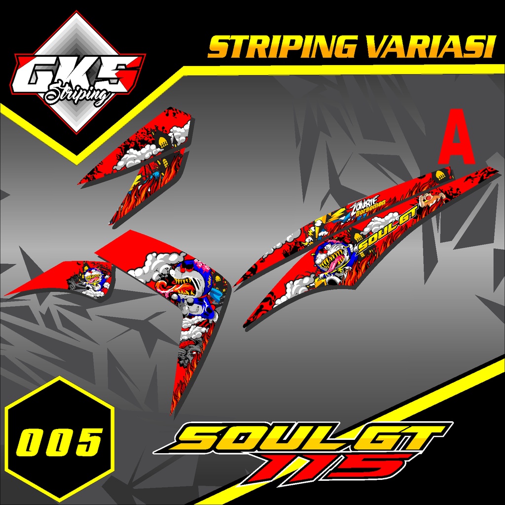 Striping sticker mio Soul GT 115 - Stiker setriping Variasi List Motor Desain Doraemon Zombie GKS-05