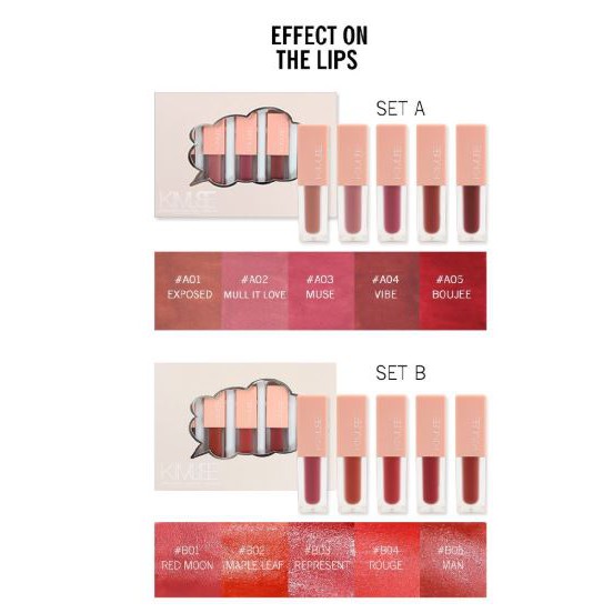 (READY &amp; ORI) Kimuse 5 In 1 Living Cocal Liquid Matte Lipstick Set kms102 kms103 kado seserahan teman pacar gift hampers