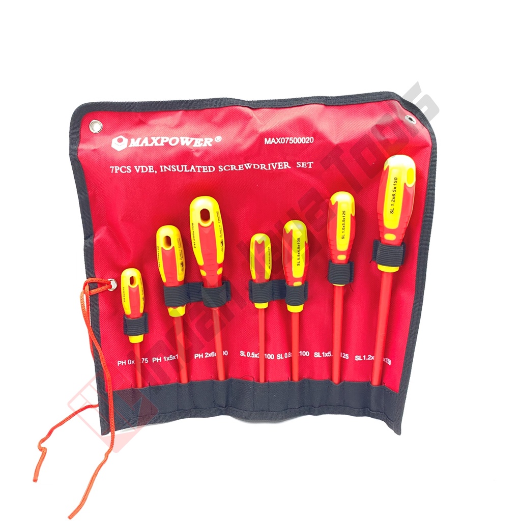 MAXPOWER 07500020 Obeng Listrik Set 7 Pcs Insulated Screwdriver