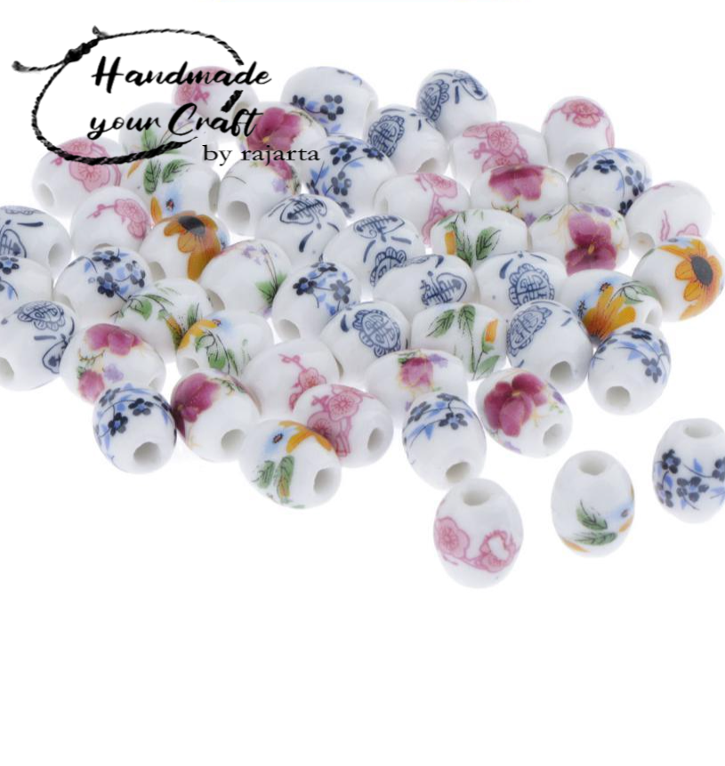 7.7 BIG SALE Ceramic Spacer Beads Porcelain Flower Charms