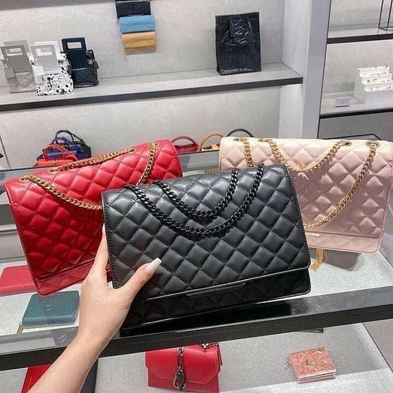 Charles & Keith Quilted Chain Strap Shoulder Bag (Matte) Original