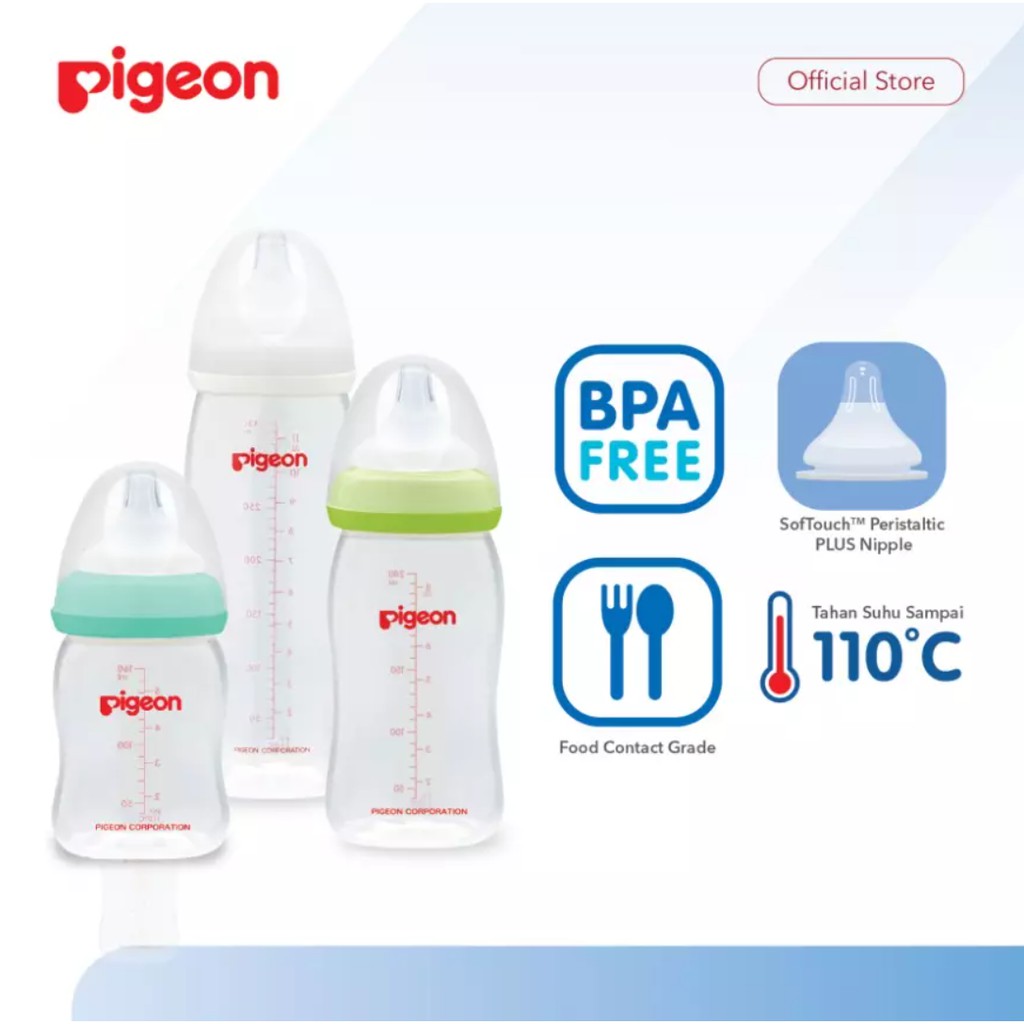 Pigeon Botol Susu SofTouch Peristaltic Plus Wide Neck 160ml