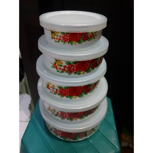 Mangkok Mixing Bowl Enamel Set 5 Pcs Panda Maspion
