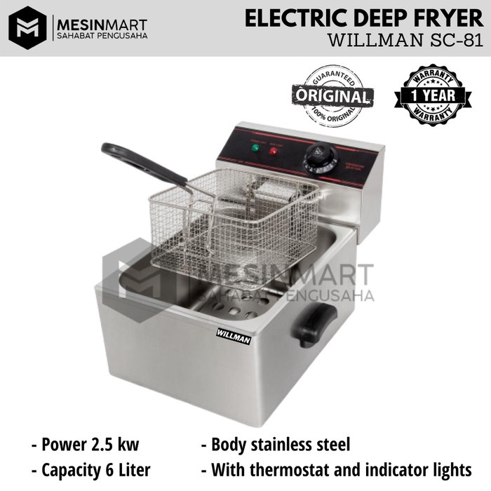 Jual Mesin Goreng Penggoreng Electric Fryer 6 Liter WILLMAN SC81