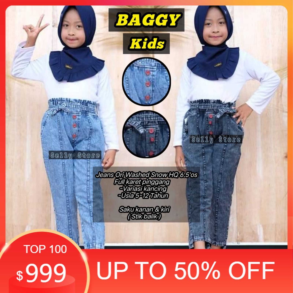 CELANA BAGGY PANTS JEANS SabrinaBerkah ANAK PEREMPUAN USIA 5-12 TAHUN / CELANA BAGGY PANTS WANITA AN