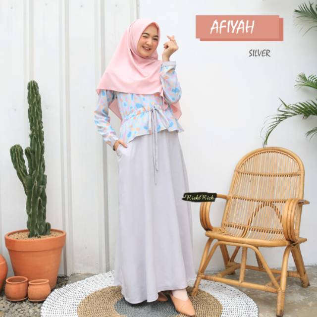 Gamis AFIYAH ORI by Riskirich/gamis hijab terbaru riskirich/riskirich butik
